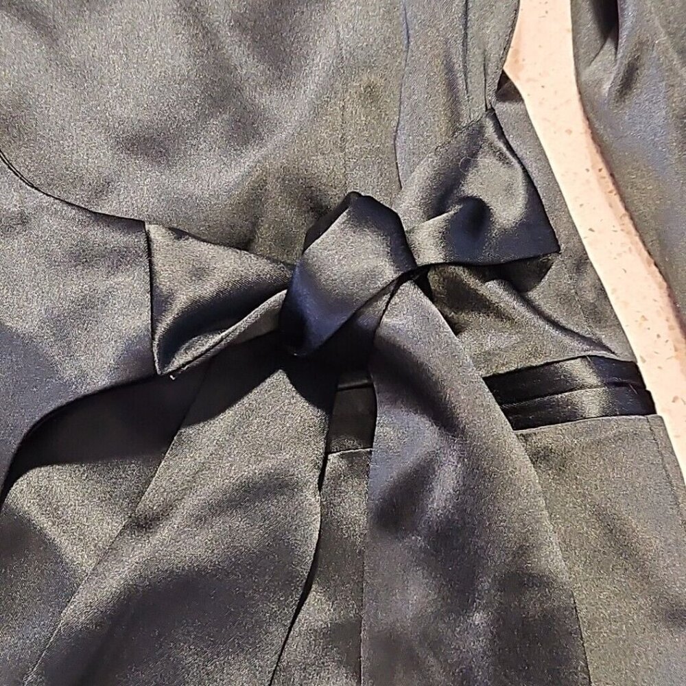 Lattelier Pant Suit Womens M Tie Waist Tuxedo Blazer Satin Green Trouser Outfit - Picture 7 of 16